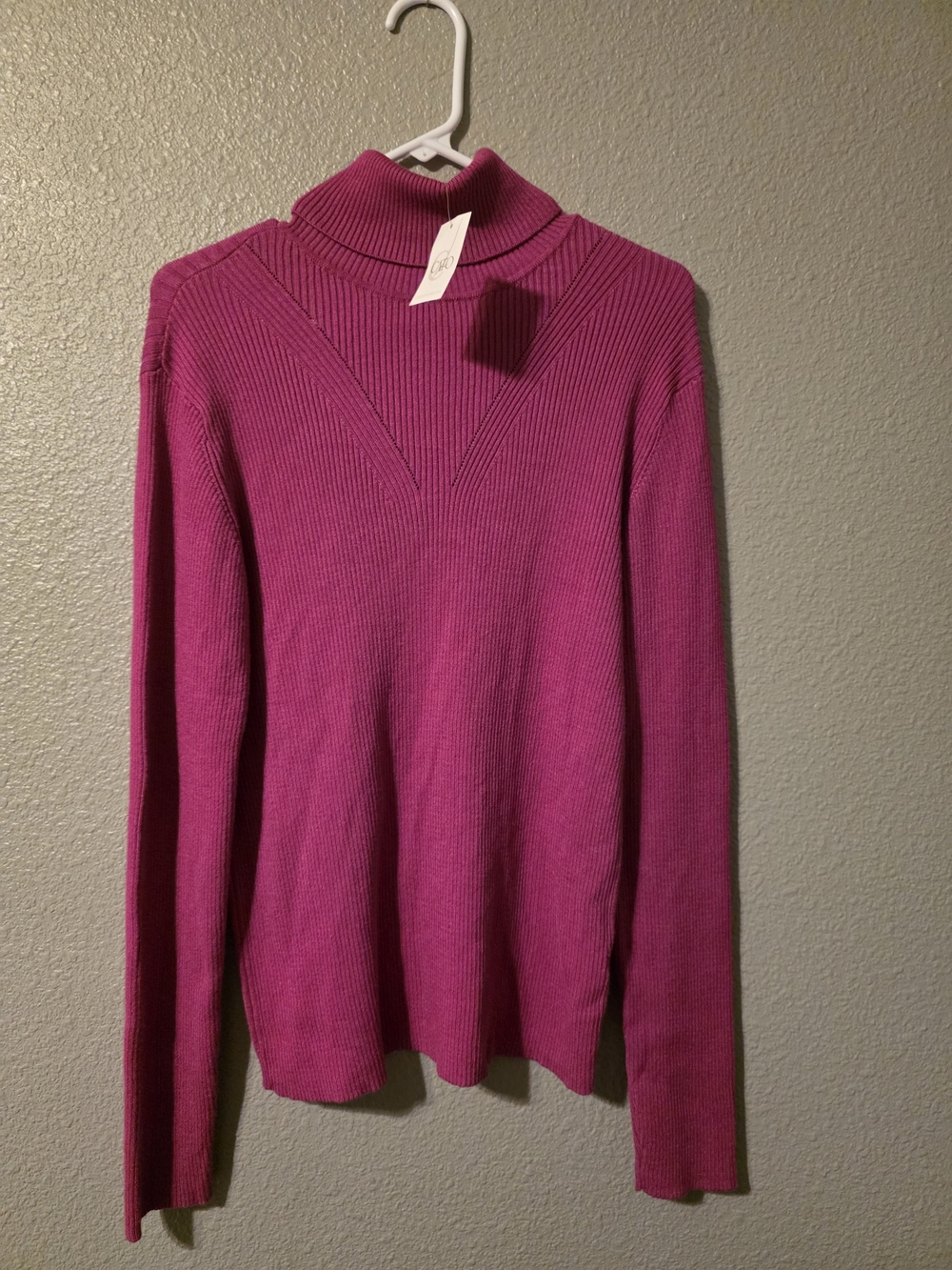 Cato Bright Fuchsia Ribbed Mock Neck Sweater